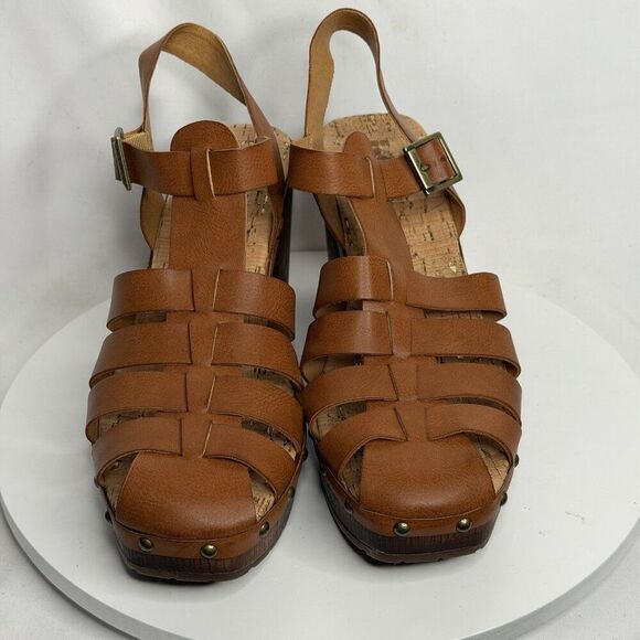 KORKS By KorkEase Whitney Studded Brown Platform Sandal Size 11 M Block Heel - Picture 3 of 8
